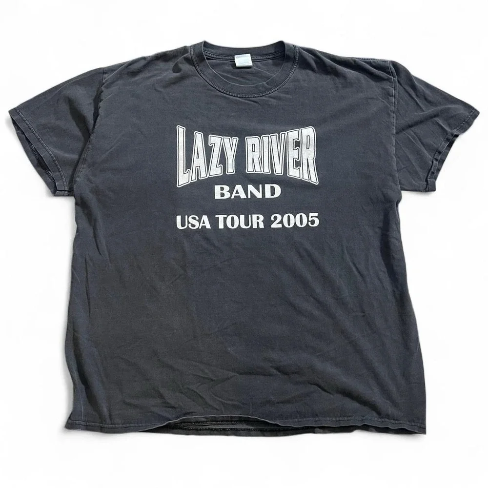 2005 Lazy River Band Faded Black T-Shirt Size 2XL Vintage Y2K Tour Music